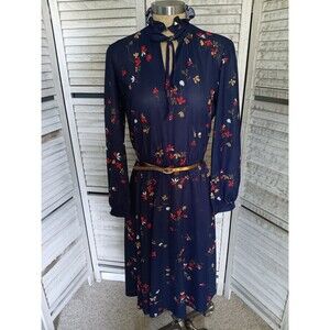 Vintage Kay Windsor 1970s Shirt Dress Women's Sz. 8 Ruffle Collar Belt Floral